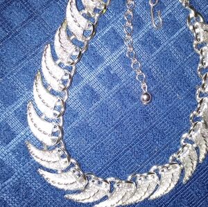 Vintage Silver Tone Jagged Teeth Choker 9.5"